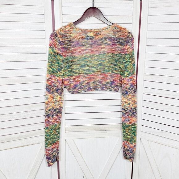 Gabrielle Union Marled Rainbow Knit Shrug Sweater Long Sleeve Multicolor Medium - Picture 8 of 12